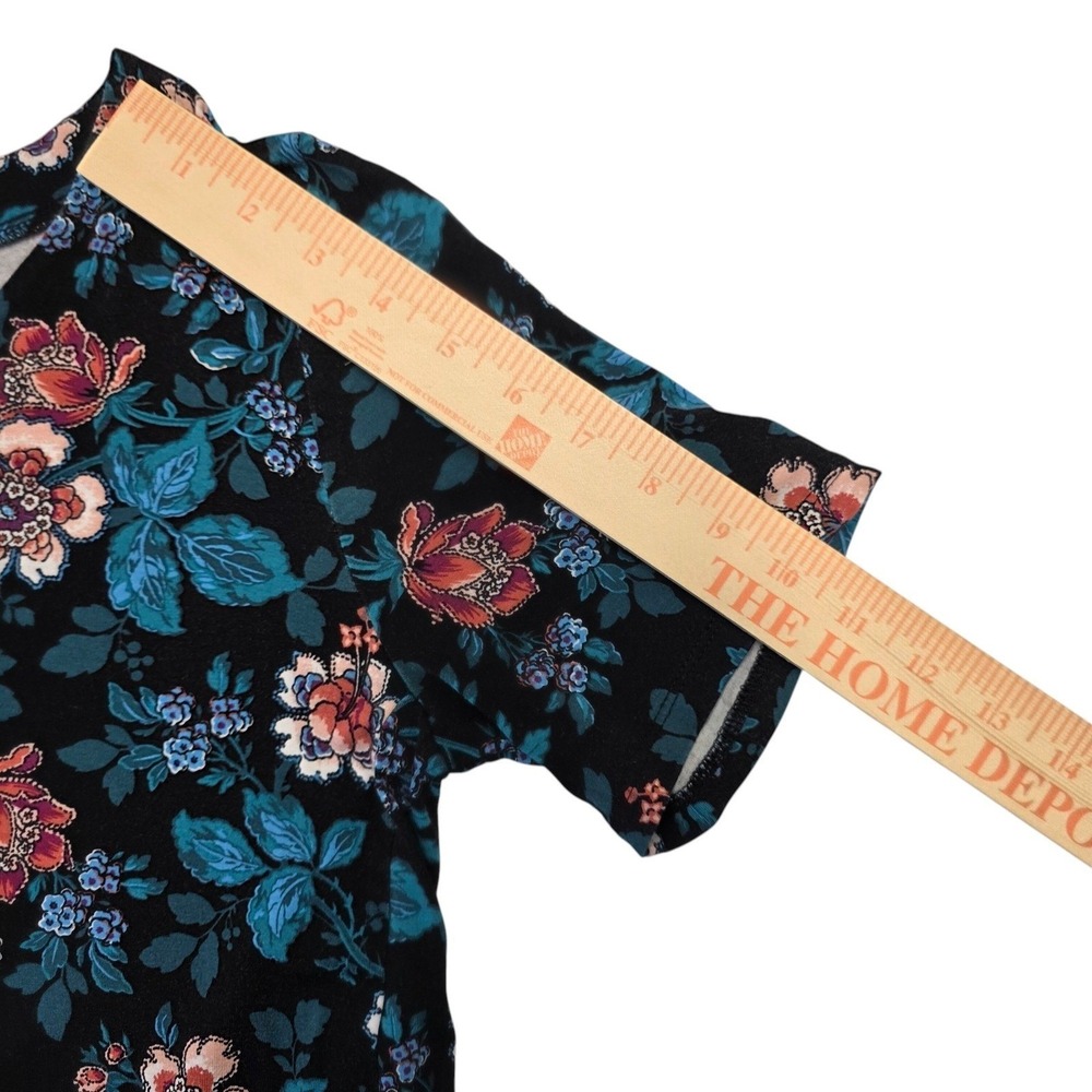 LOFT Floral Short Sleeve Swing Jersey Knit Dress Sz XS Boho Modest Cottagecore - Picture 7 of 7